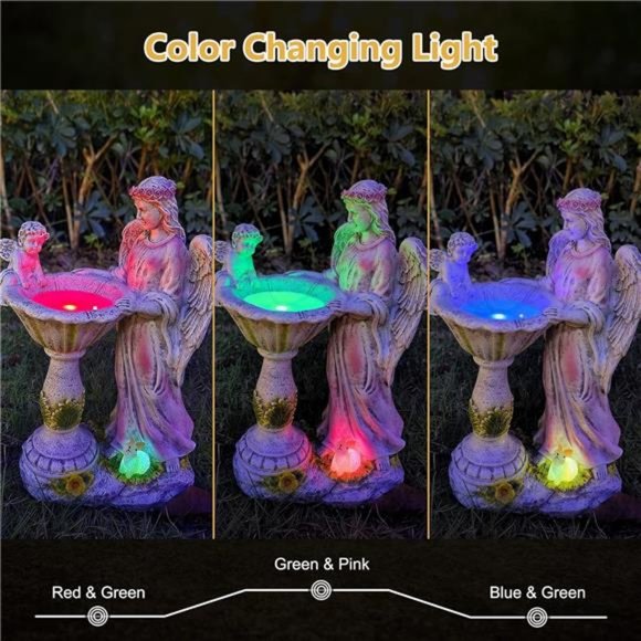 Solar Garden Statue for Outdoor Décor, Angel Garden Figurine with Color Changing - Picture 3 of 7